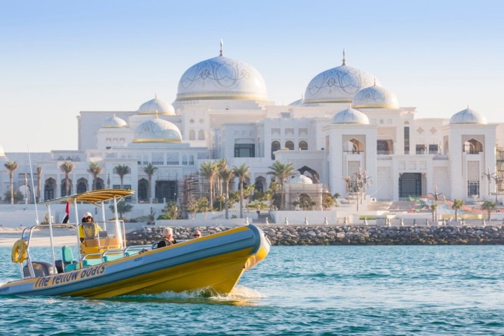 a boat sitting on top of a building